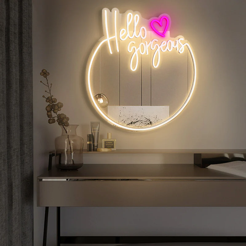 Hello Gorgeous Led Neon Mirror - Image 1