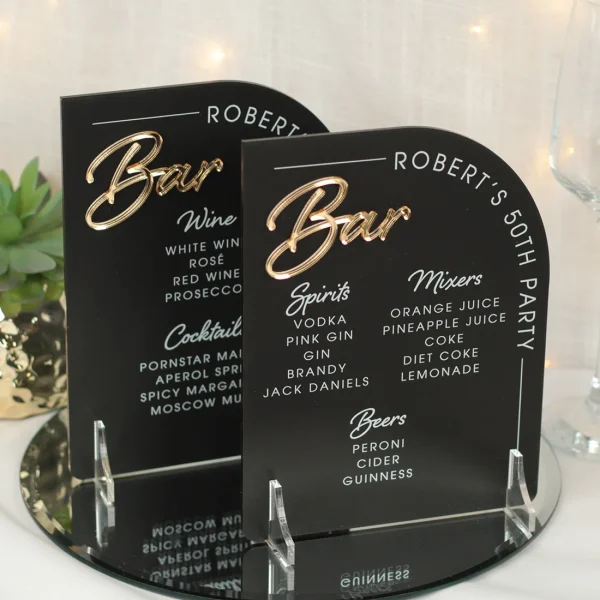 The Signature Arch Slate – Custom Acrylic Bar & Event Menu