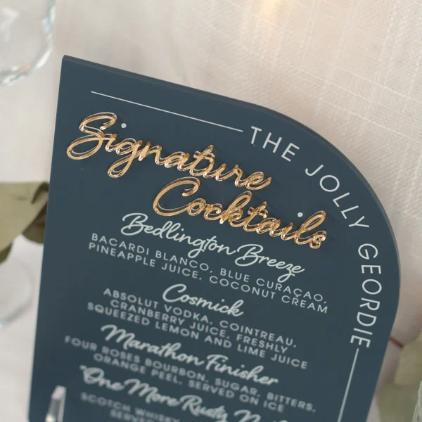 The Signature Arch Slate – Custom Acrylic Bar & Event Menu