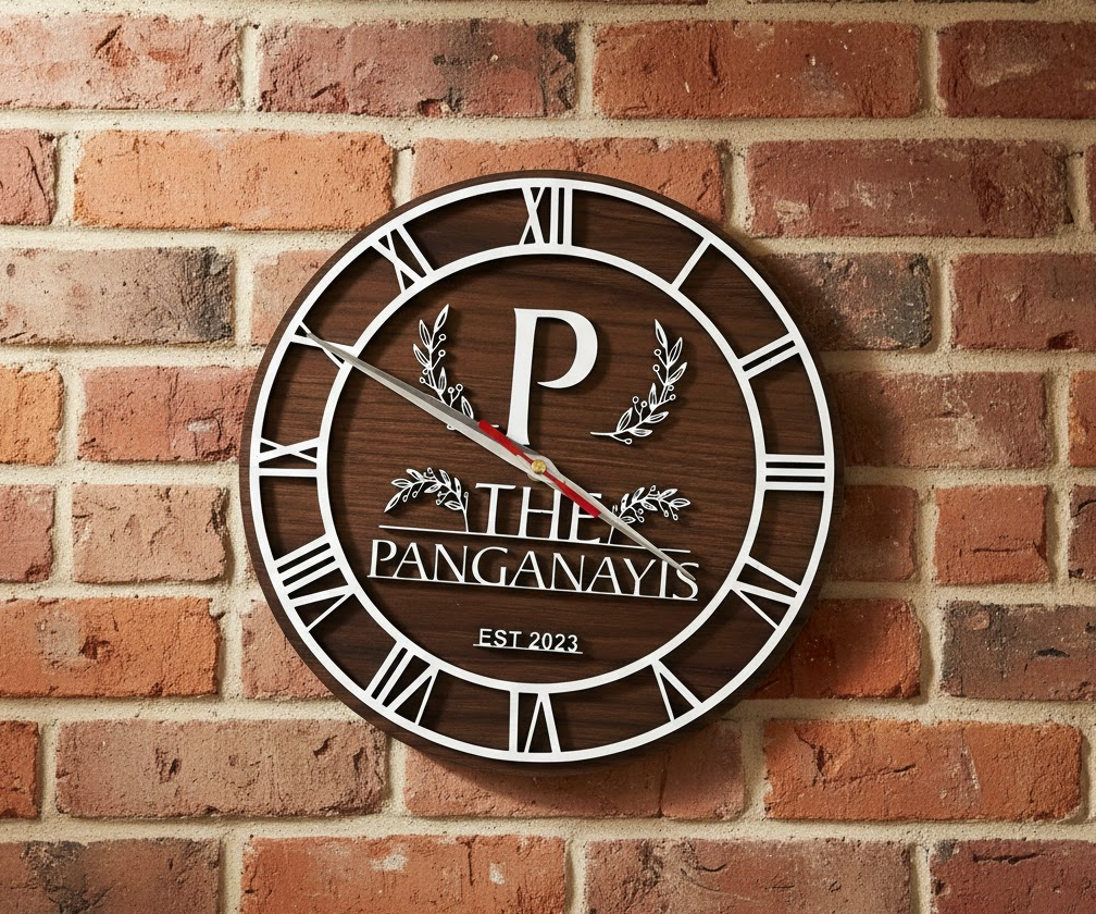 Laser Cut Vintage Wooden Wall Clock - Image 1