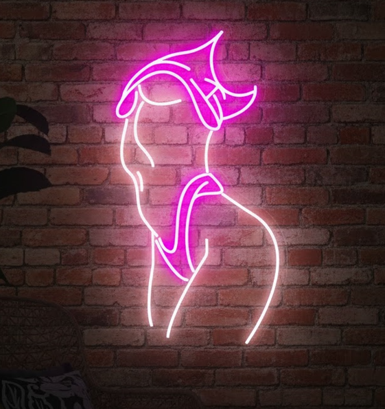 The "Obsidian Muse" Neon Silhouette