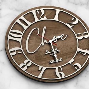 Personalised Vintage Wooden Bar Clock
