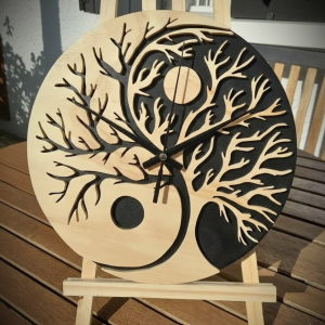 Yin Yang Tree of Life Wooden Wall Clock