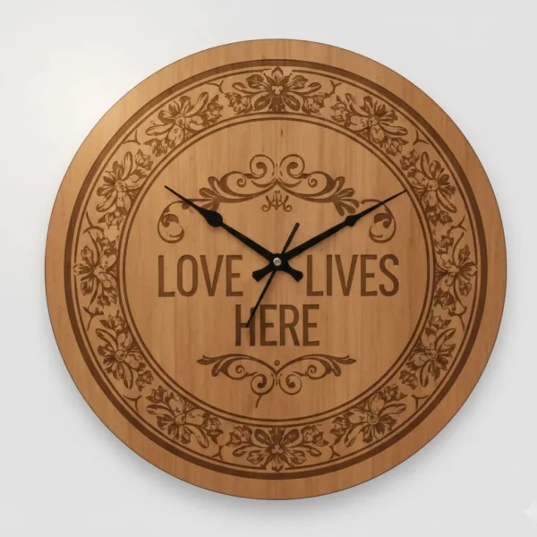 Engraved Wooden Wall Clock