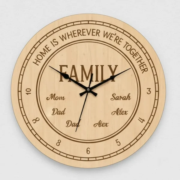 Engraved Wooden Wall Clock