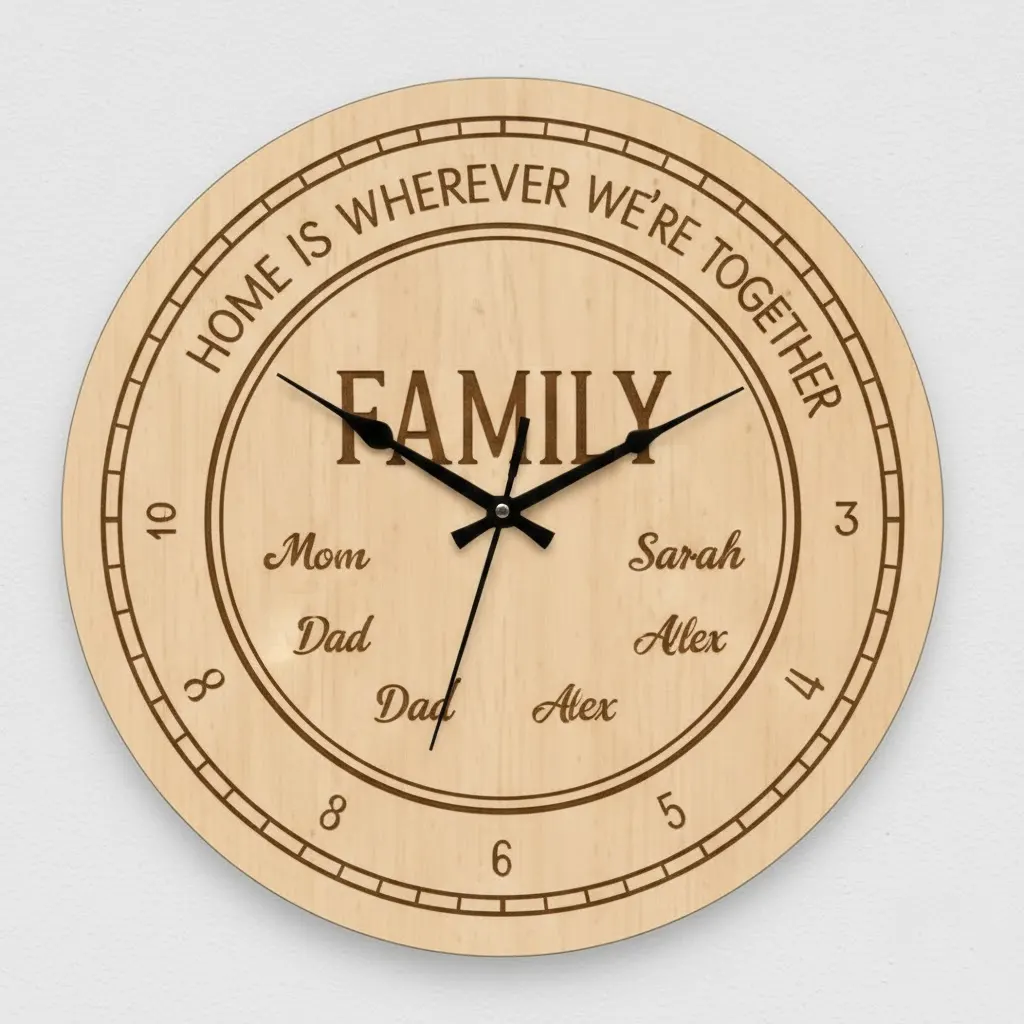 Engraved Wooden Wall Clock - Image 2