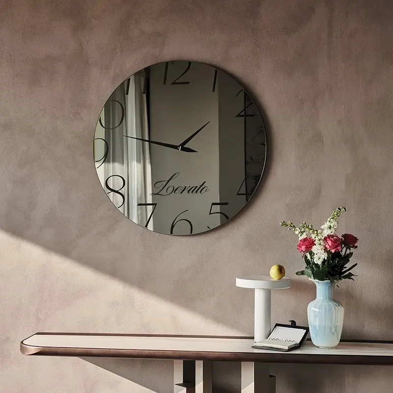 Glass Mirror Wall Clock - Image 1