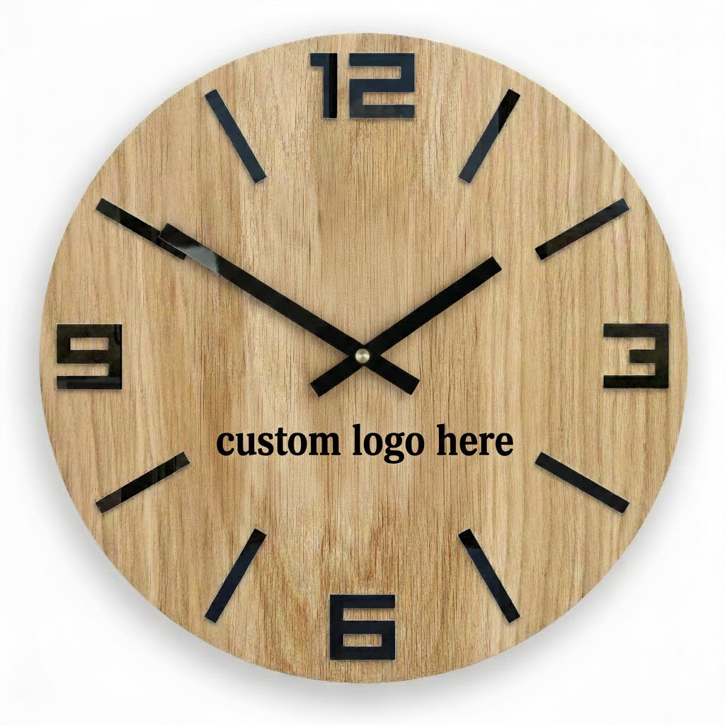 Branded Wooden Wall Clock - Image 1